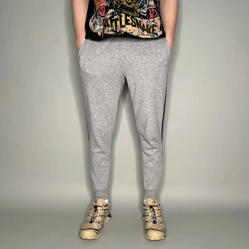 Vintage Y2K Adidas Sweatpants Mens S Grey Black 3 Stripes Cotton Joggers